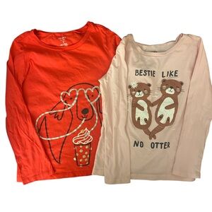 Carter's Red and Pink Long Sleeve Bundle Tees GUC 7
